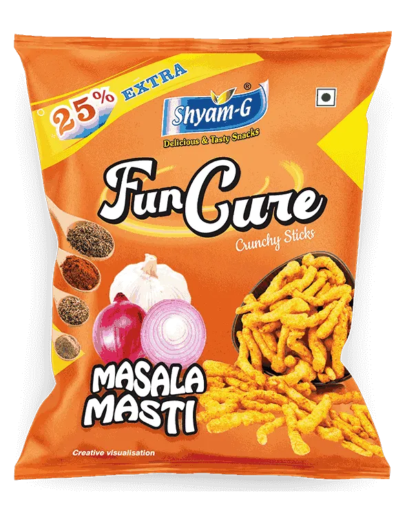Shyam-G Funcure Masala Masti Crunchy Stick - Crunchy Sticks, Bold Masala Flavor, Blend of Spices for Tangy Taste, Ideal for Quick Snacking
