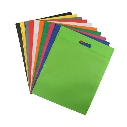 White D Cut Non Woven Bag - Durable Eco Friendly Material, Plain Design Without Handle | Ideal for Shopping Use