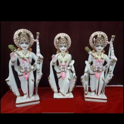 White Painted Marble Ram Darbar Statue