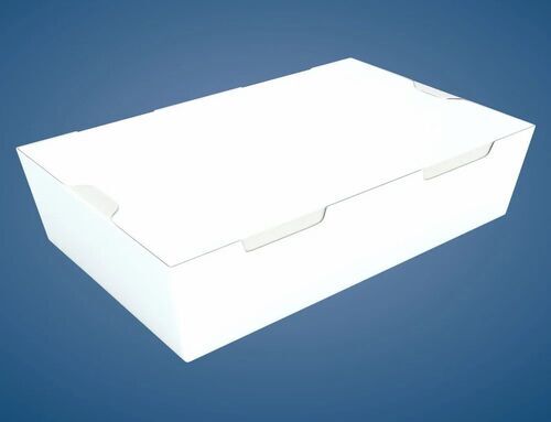 White Paper Food Boxes - 1000 gm, One Compartment | Cardboard Material, Rectangular Shape, Plain White Design