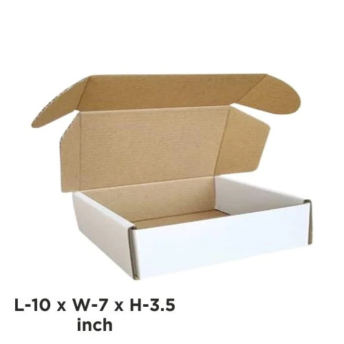 3 Ply White Flap Packing Box - Durable, Eco-Friendly, Rectangular Shape | Suitable for Apparel, Food, Gifts, Crafts, Home Appliances, Personal Care, Pharmaceuticals
