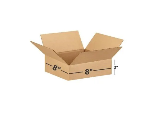 Corrugated Packing Box - Three Ply, 8"l X 8"w X 3"h | Eco-friendly, Durable Design For Apparel, Candy, Gift & Crafts
