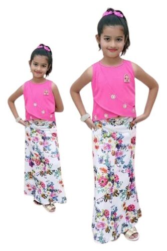Kids Skirt And Long Top - Cotton Size M/s/xl/xxs White And Pink | Easy To Wear Lightweight Stylish Versatile Durable Stitching Adjustable Straps