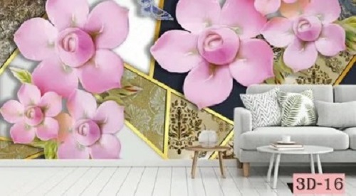 Pink Flower Wallpaper - PVC, Various Sizes | Easy to Clean, Long Lasting Finish, Waterproof, Easy to Install, Tested on Quality Standards