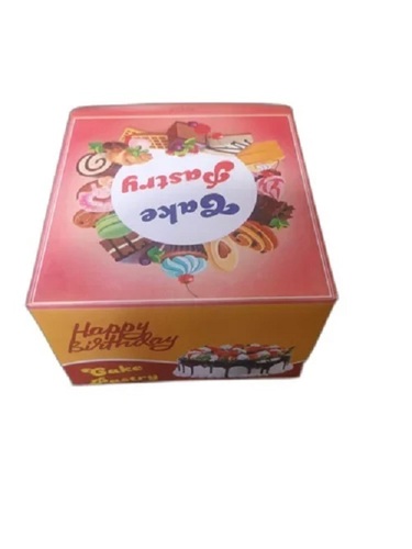 Printed Cake Packaging Box - Durable Paper, Rectangular Shape, Multi-Color Design | Eco-Friendly, Plain and Printed Patterns
