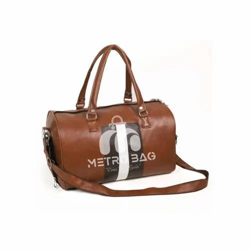 Leather Travel Duffle Bag - Hazelnut Brown, 5 Kg Capacity | Attractive, Sporty Design, Unisex Use, Single Zipper Closure