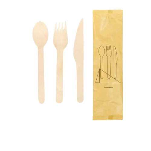 Wooden Cutlery Set - 16 cm Length, Natural Wood Color | 500 Piece Pack, Eco-Friendly Wooden Material