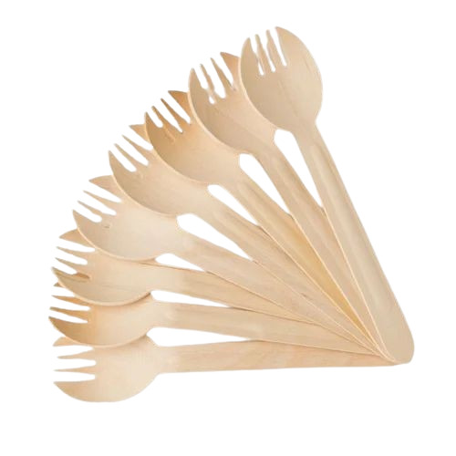 Wooden Disposable Spork - 165mm Length, Natural Wood Color | Eco-Friendly Party Supply