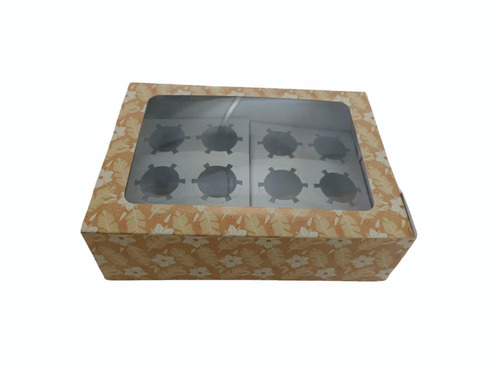 12 Cupcake Packaging Boxes - Paper, Rectangular, Multi-Color | Durable, Eco-Friendly, Plain & Printed Design, 12 Cup Capacity
