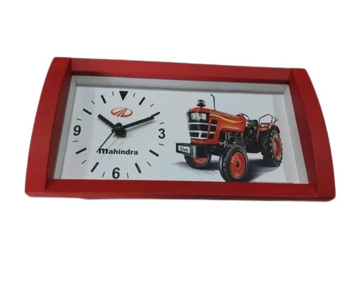 Analog Wall Clock - Rectangular Red Plastic Design | 14 x 6 Inches, Good Quality for Home and Office