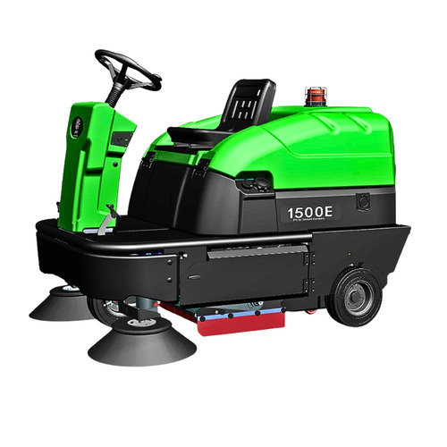 Battery Operated Sweeping Machine - Pleated Filter, 700 mm Main Brush Width, 1400 mm Side Brush Path | 135 Litre Hopper, 9750 m2/h Productivity, Green/Silver/Black Color Options