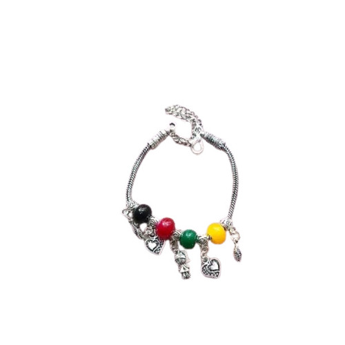 Colorful Beaded Bracelet - Silver Round Design | Attractive, Comfortable, Modern Style with Shiny Look