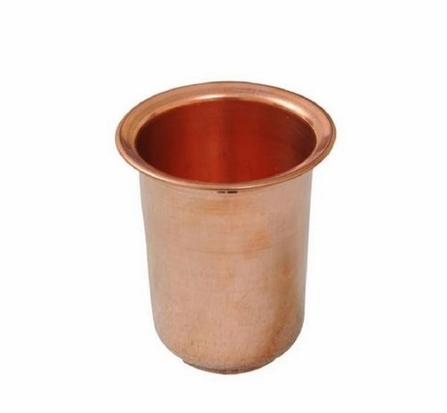 Copper Glass Tumbler - Cylindrical Shape, 99% Copper Purity | Plain Design, Polished Surface Finish