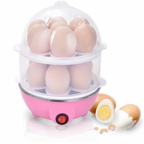 Double Layer Egg Boiler - Plastic, 14 Capacity, Multicolor Round Cookware | Double Layer Design, Ideal for Easy Egg Cooking