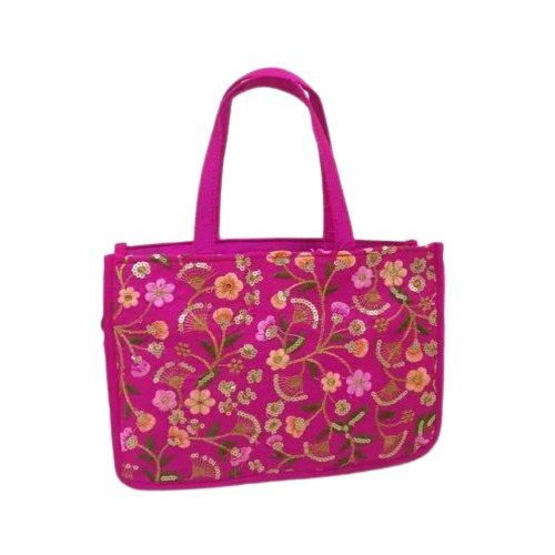 Embroidery Pooja Bag - Silk, Customize Size, Multi Color | Stylish Ladies Bag with Intricate Embroidered Design