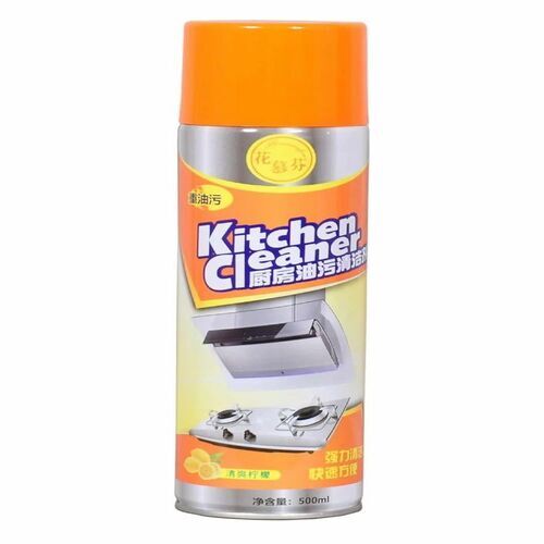 Kitchen Cleaner Foam Spray - Tin Packaging, 5 Medium Size, 475g Liquid, Orange Color | Features: White Color