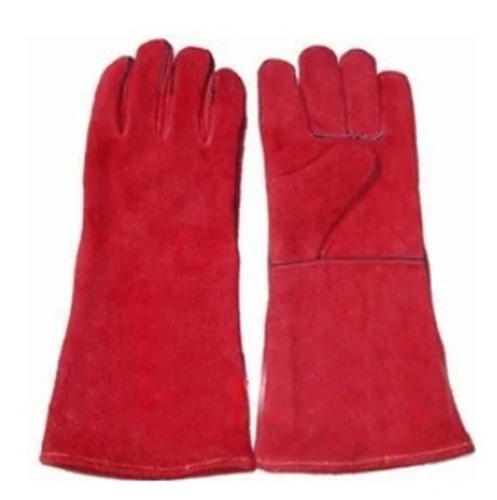 Leather Palm Gloves - Large Size Full Fingered Design | Red Washable Industrial Usage