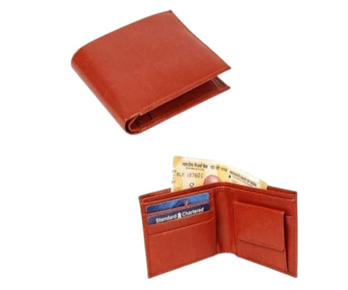 Leather Wallet - Good Quality, Tan Color, Zipper Closure | Folded Design, Plain Style for Men