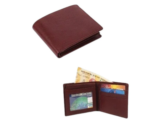 Brown Leather Wallet - Zipper Closure, Folded Design | Good Quality, Plain Style