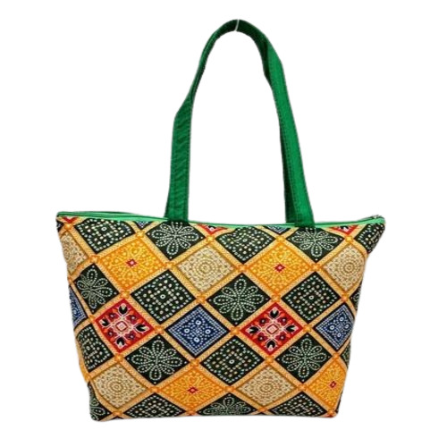 Patola Print Indian Traditional Bag - Silk Fabric, Custom Size, Multicolor | Rectangular Shape, Rope Handle for Traditional Occasions