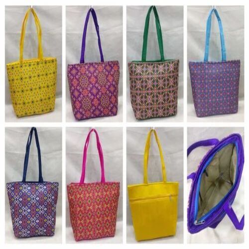 Patola Printed Pooja Bag - Silk Material, Customized Size, Assorted Multicolor | Elegant Handled Design For Weddings