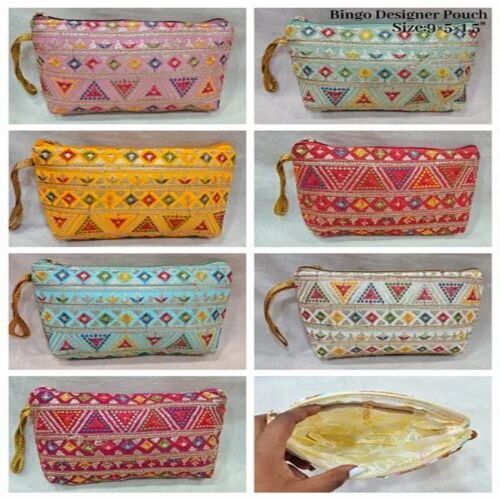 Zip Pouch Bag - Silk Material, Rectangular Shape, Assorted Colors | Customizable Size, Printed Design, Zipper Closure for Gift Usage