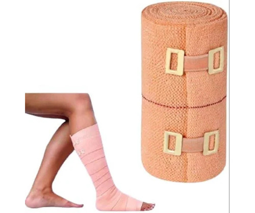 15cm Cotton Crepe Bandage - 15cm x 4m Size, Brown Color | Clip Closure, Reusable Cotton, Short Stretch Compression, Non-Disposable