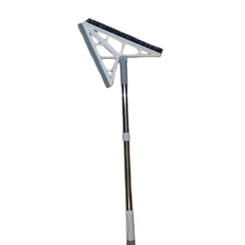 2 In 1 Tringle Wiper With Scrubber Mop - Stainless Steel Rod, Adjustable & Replaceable Head | Durable Cotton, Elegant White Finish