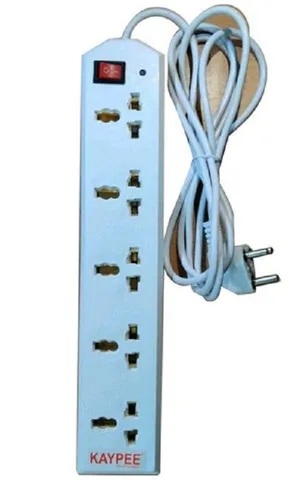 5 Socket White Extension Board - 3m Cord Length 5 Sockets | Suitable for Home Appliances 220V Rated Voltage 50Hz Frequency