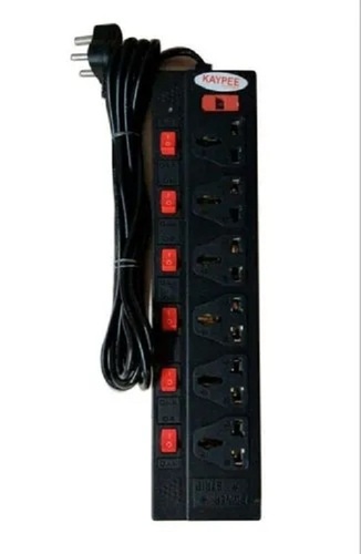 6 Socket Extension Board - Durable Black Design | 220V Rated Voltage, 50MHz Frequency, Ideal for Home Appliances