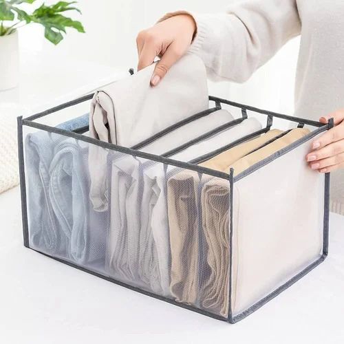 7 Grid Wardrobe Organizer - Lightweight Plastic, 12x15 inches Rectangle, White Color | Eco Friendly, Ideal for Home, Office, School Use