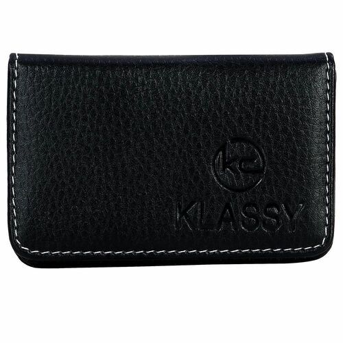 Black PU Leather Card Holder - Holds 10-20 Cards | Elegant and Durable Office Accessory