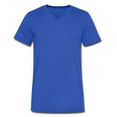 Blue Mens Plain V Neck T Shirts - Cotton Fabric, Size M, S, XL, XS, XXS, XXXL | Comfortable Fit, Soft, Breathable, Lightweight, Versatile Style, Durable Stitching