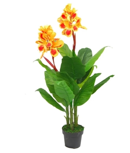 Canna Lily - 2.1 Feet, Yellow Artificial Plant | Durable, Lightweight, UV Resistant, Allergy-Friendly, Versatile for Indoor/Outdoor Use