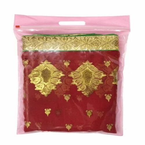 D Cut Saree Packing Bag - PVC Material, Customized Size, Black Color | Moisture Proof, Plain Pattern, Zipper Closure