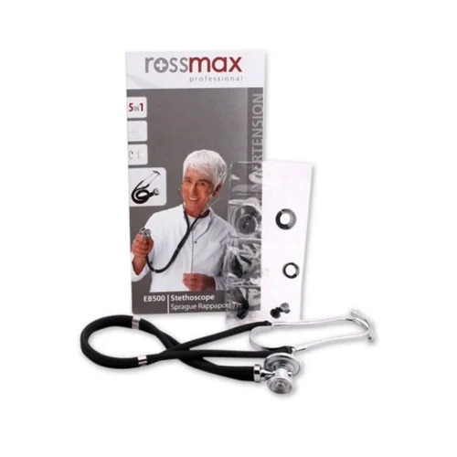 Rossmax Eb500 Single Sided Stethoscope - Stainless Steel, Black & Silver | Flame Proof, Rust Proof, Portable, Safe Usage