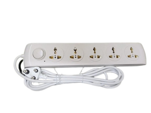 Five Sockets One Push On Off Extension Board - White Color, For Home Appliances Use | Five Sockets Design with Convenient Cord Length
