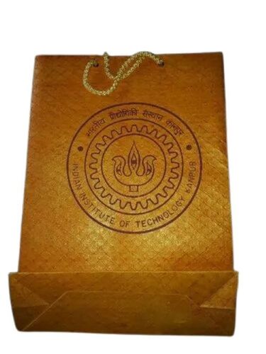 Handmade Carry Bag - Cotton Chindi, 12 x 18 Inch, Golden | Vibrant Color, Lightweight, Durable, Eco-Friendly, Reusable, Water Resistant, Rope Handle