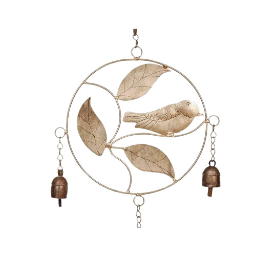 Home Hanging Copper Bells - Copper 20 cm x 20 cm Brown | Antique Finish Customized Decorative Round Design with Hanging Feature