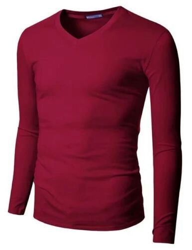 Mens Full Hand T Shirt - Cotton Fabric, Size M/S/XL/XS/XXS/XXXL, Mehroon Color - Comfortable Fit, Soft Fabric, Breathable Material, Versatile Style, Lightweight Design, Durable Stitching