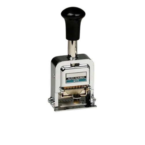 Numbering Machine - Stainless Steel, 30 mm Stamp Length, Silver Color | Manual Operation, Plastic Handle, New Condition, Automatic Sequential Number Stamping