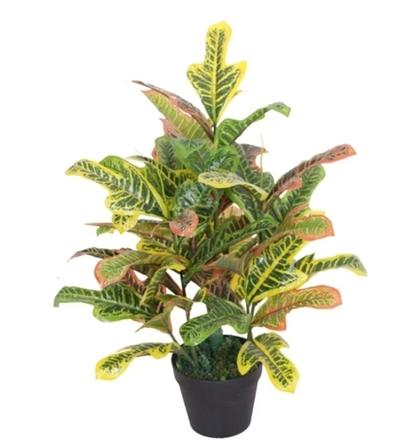 Oakleaf Croton Artificial Plant - Eco-Friendly 2.1 Feet Topiary Hedge , Lightweight, UV Resistant, Long-Lasting Durability for Indoor/Outdoor Use