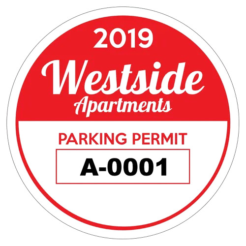 Parking Sticker - Paper, 4x4 Inches, Red | Durable, Adhesive, Manual Function, Printed Pattern, Fine Finished, Round Shape