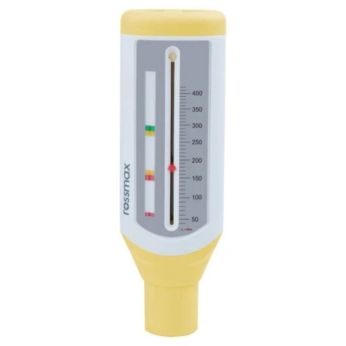 PF120A Peak Flow Meter - Plastic Body Analog Display | White Gray Yellow Color Options Clinic Usage