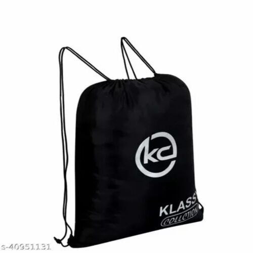 Polyester Drawstring Bags - Nylon Material, 50grm Weight, Black Color, 1 Pocket | Casual Use, Unisex Design, Plain Pattern