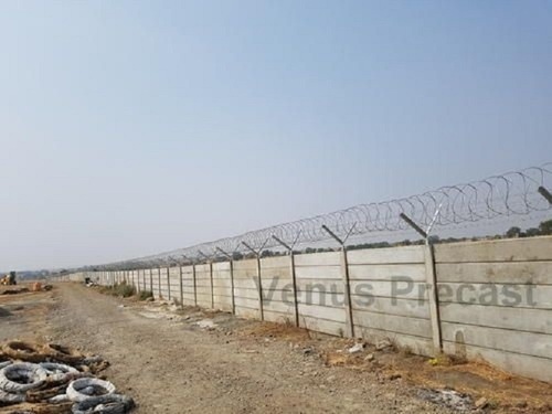 Precast Concrete Compound Wall - RCC Panel Build, 50mm Thick Grey Slabs and Columns | Eco-Friendly External Boundary Solution