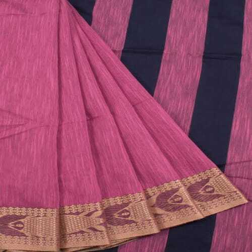 Pure Cotton Saree - Pink, Stylish Bollywood Wear With Detailed Motifs, Flowing Silhouette, Comfortable Heritage Design