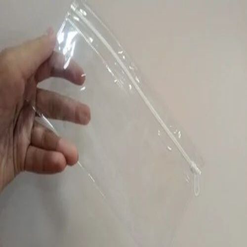 PVC Zipper Pouch - 250 Grams Capacity, Transparent Plain Style, Brown Color