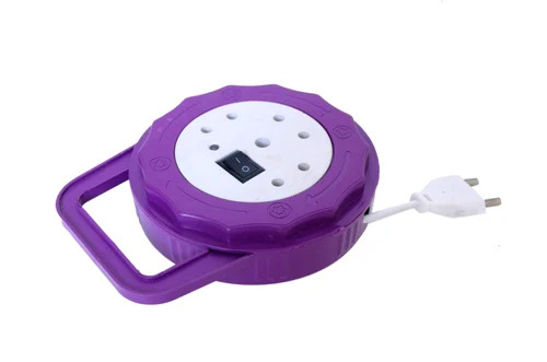 Round Handle Extension Board - Durable Plastic, 3 Sockets | Purple Color, Ideal for Home Appliances