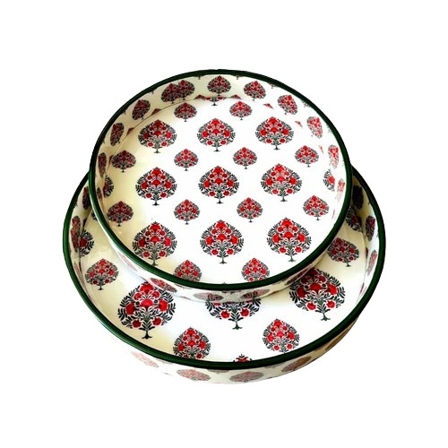 Round Printed Wooden Tray Set